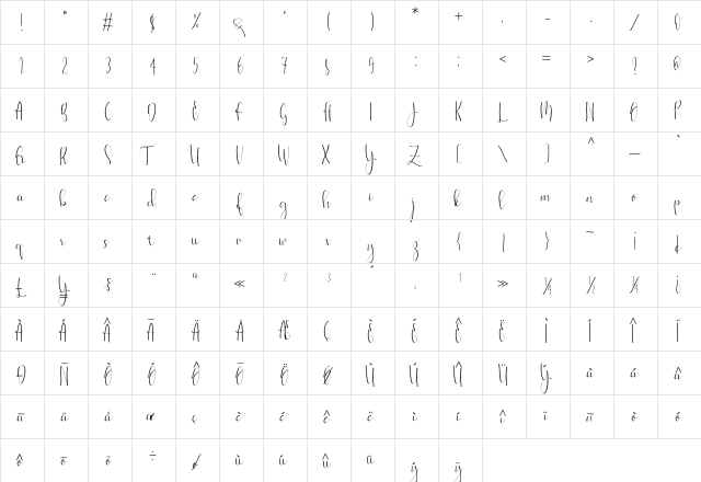 yesterday Regular font glyphpreview
