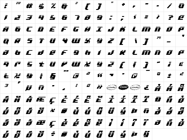 bad robot italic laser Italic Laser font glyphpreview