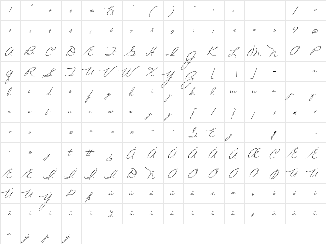 Mr Sheffield Regular font glyphpreview