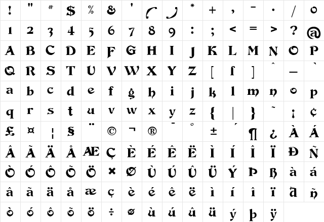 Devinne Swash Regular font glyphpreview
