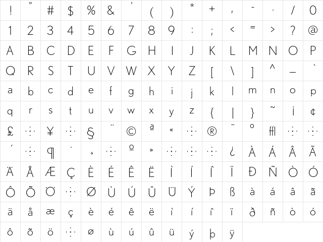 Nobel Light font glyphpreview