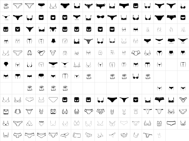 Female Underwear Regular font glyphpreview