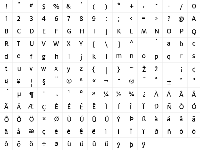 MiloLF-Text Regular font glyphpreview
