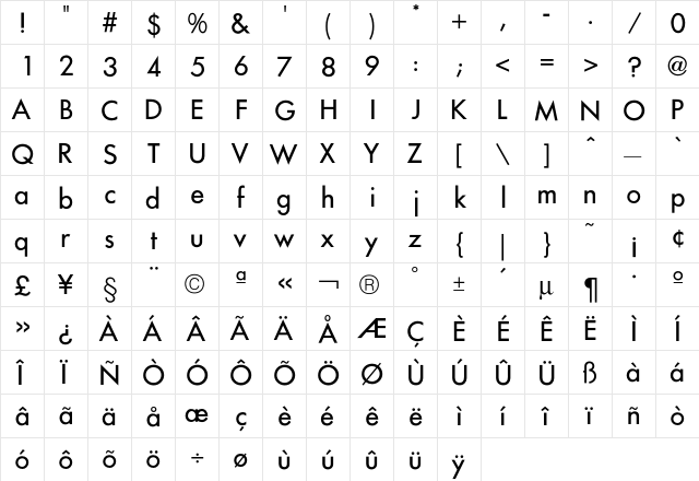 FuturaICG Regular font glyphpreview