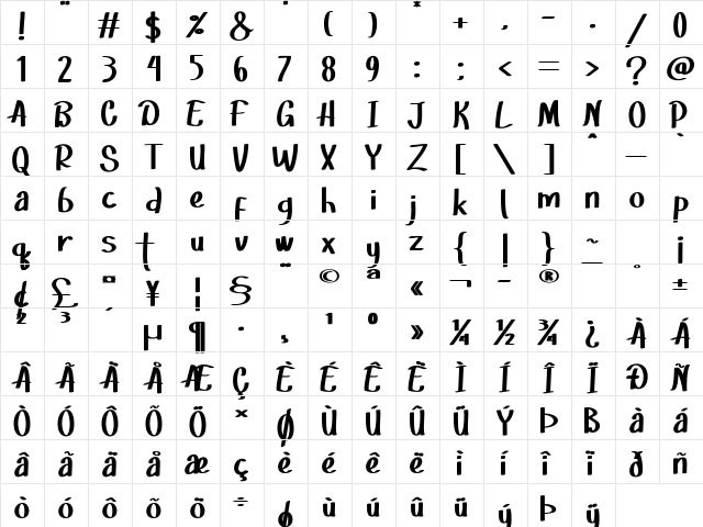 Choco & Chips Regular font glyphpreview