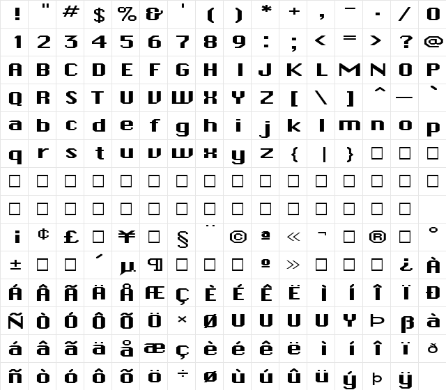 FZ BASIC 45 EX Normal font glyphpreview