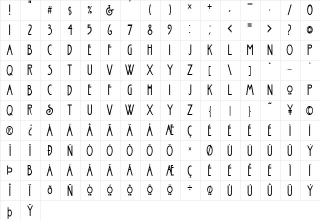 FZ BASIC 30 COND Normal font glyphpreview