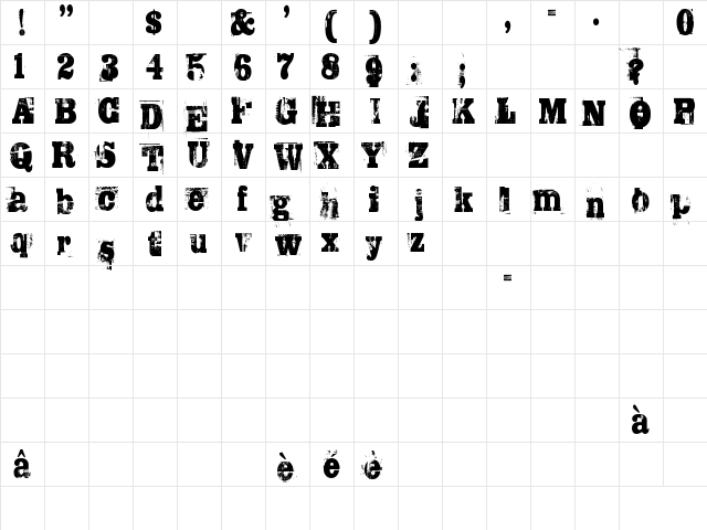TRASHED Regular font glyphpreview