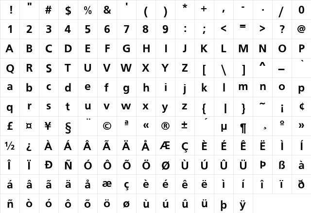 FrugalSans-Bold Regular font glyphpreview