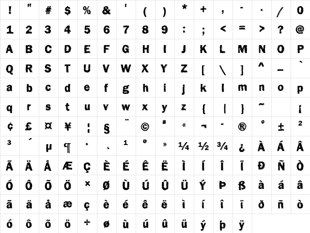 Funky21 Becker Regular font glyphpreview