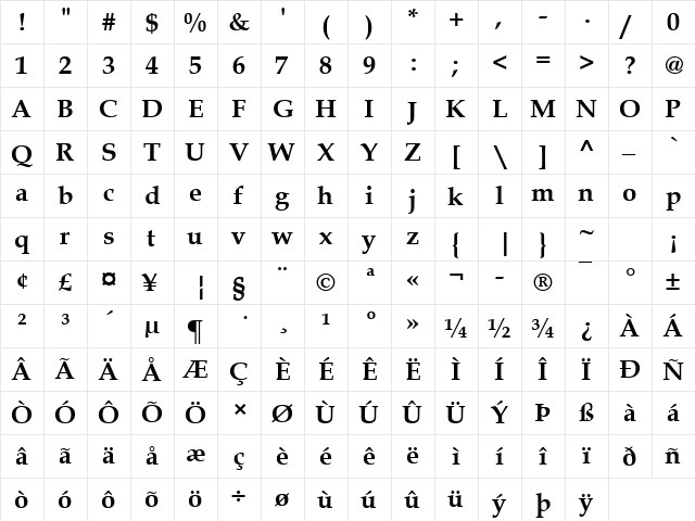 Book Antiqua Bold font glyphpreview