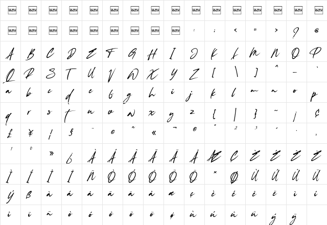 Southima Regular font glyphpreview
