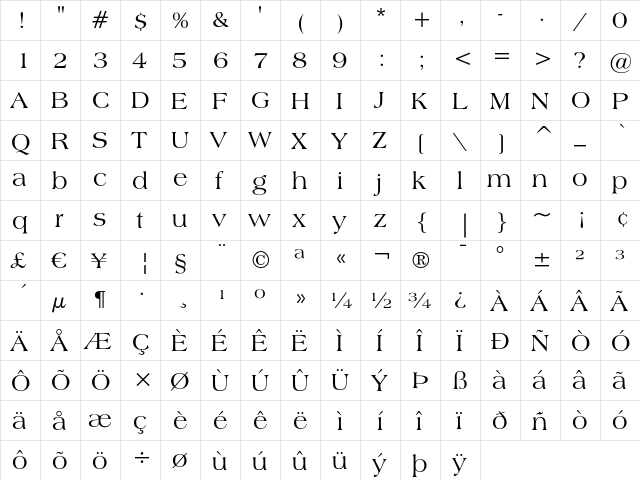 Americana Regular font glyphpreview