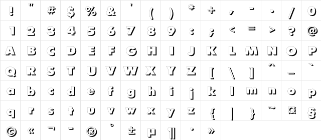 FuturisXShadowC Regular font glyphpreview