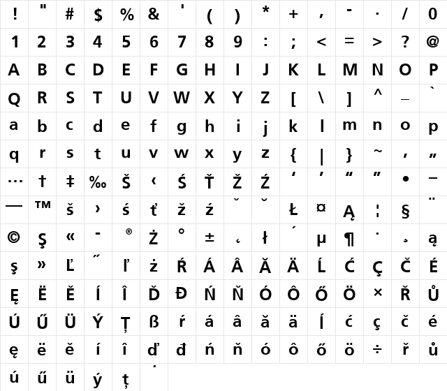 Frutiger CE 45 Light Bold font glyphpreview