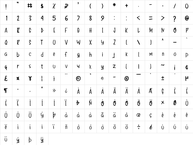 Snow In The Dark Regular font glyphpreview