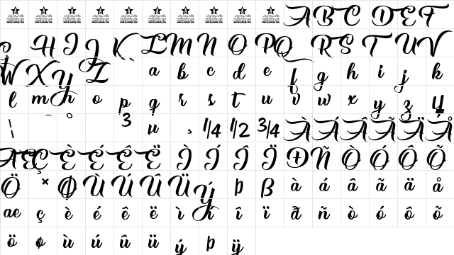 Mysteries of Passion Personal U Regular font glyphpreview