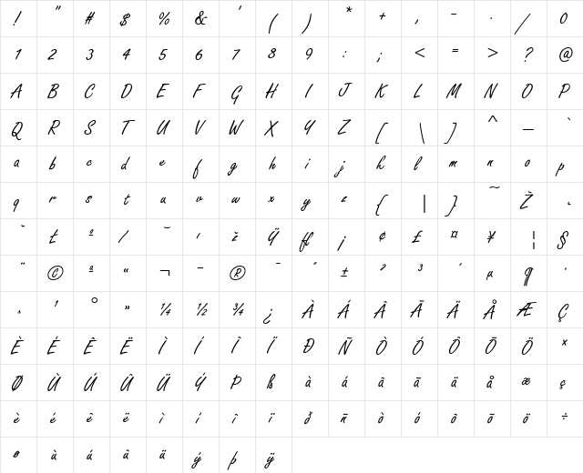 FreeStyle Regular font glyphpreview