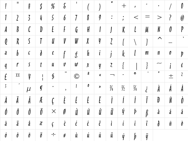 Scarborough ITC Light font glyphpreview