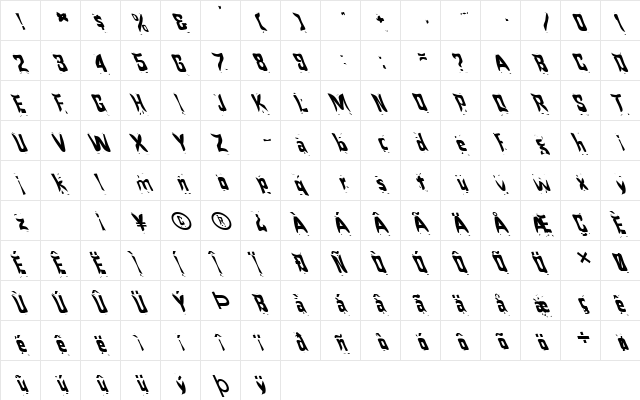 FZ WARPED 24 LEFTY Normal font glyphpreview