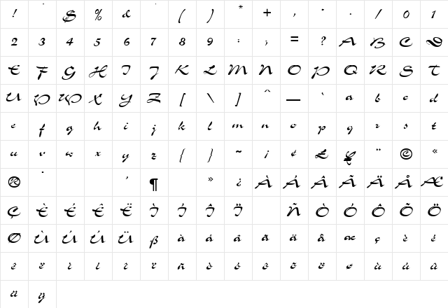 Slogan MN Regular font glyphpreview