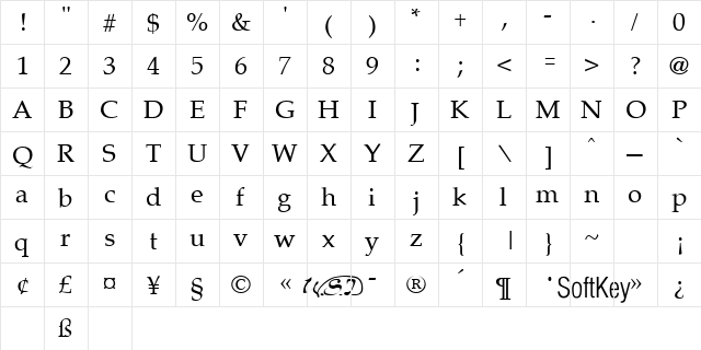 Palamino Regular font glyphpreview