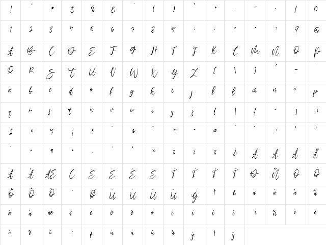 Senopathi Free Personal Use Regular font glyphpreview