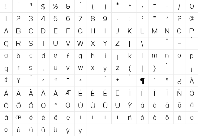 SF Arborcrest Light Regular font glyphpreview