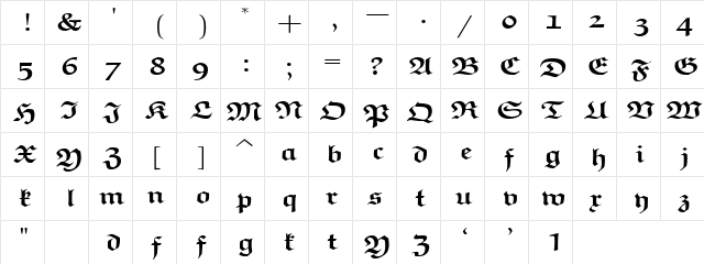 eufb5 Regular font glyphpreview