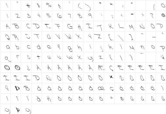 FZ HAND 18 LEFTY Normal font glyphpreview