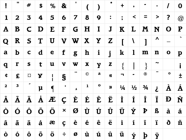 Bramley Std Bold font glyphpreview