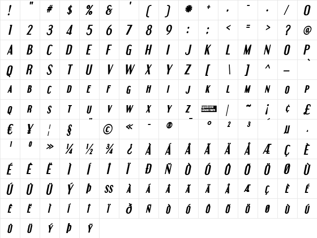 Engebrechtre Bold Italic font glyphpreview