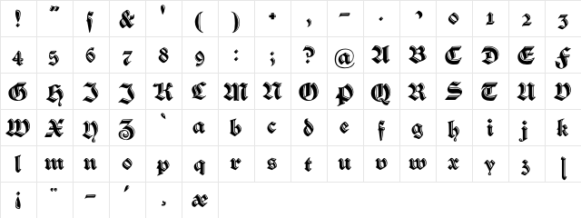 VerzierteSchwabacher Regular font glyphpreview