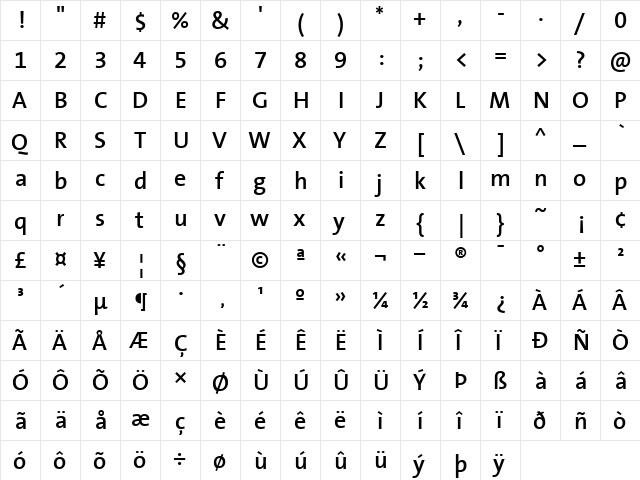 TheSans Regular font glyphpreview