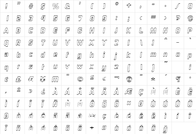 RandyBeckerOutline-ExtraBold Italic font glyphpreview