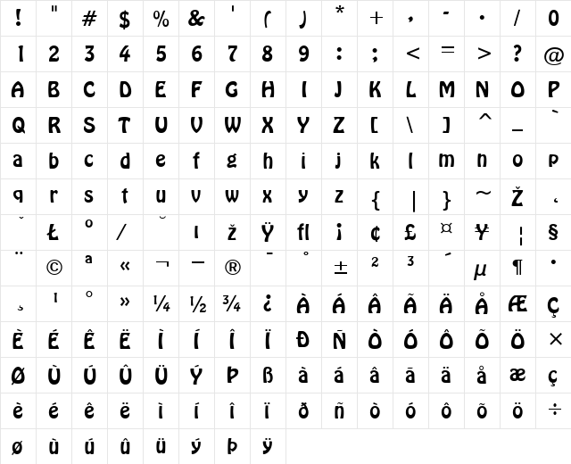 Hobo Regular font glyphpreview