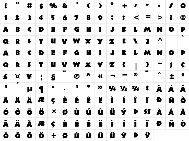 Neuland Roman font glyphpreview