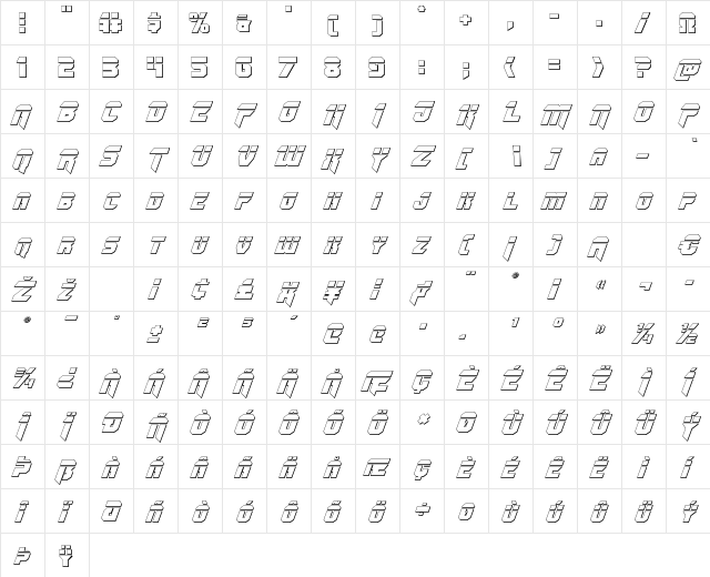 OmegaForce Bullet Italic Italic font glyphpreview