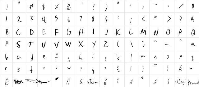 el Jay's handwriting Regular font glyphpreview