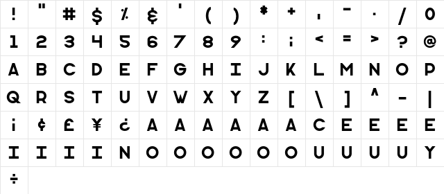 Monometric Regular font glyphpreview