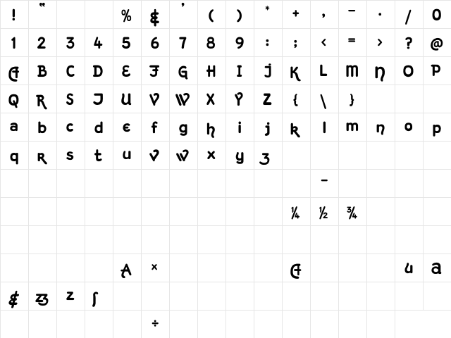Kingthings Hand Regular font glyphpreview