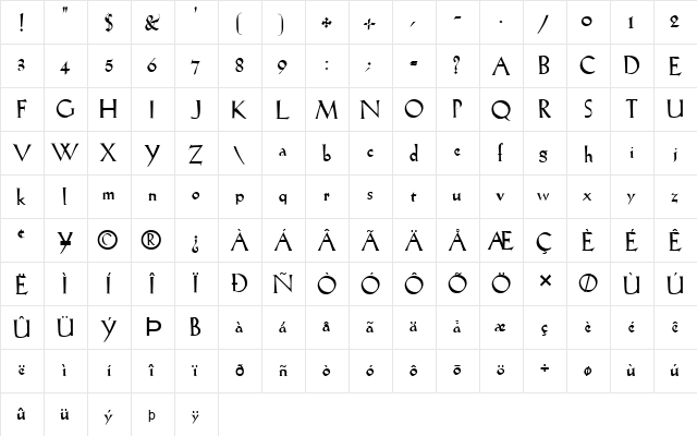 FZ ROMAN 19 Normal font glyphpreview
