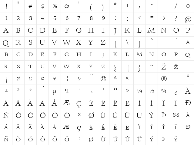 AngkoonTF-LightSC Regular font glyphpreview