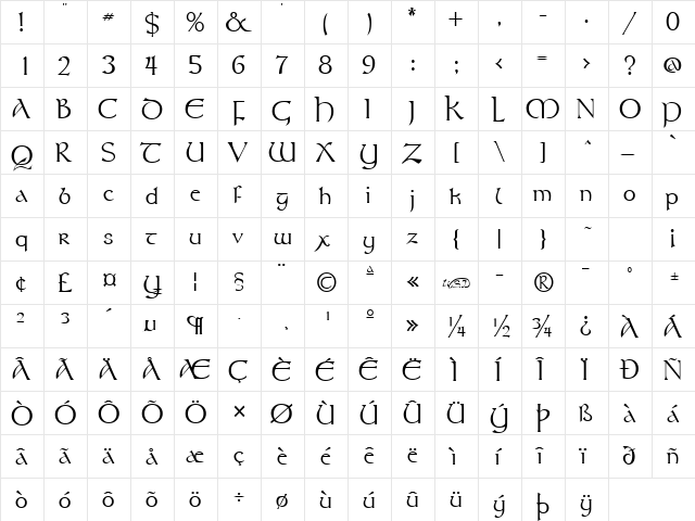 Tolkien normal font glyphpreview