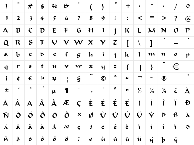 FlatBrushWide Normal font glyphpreview