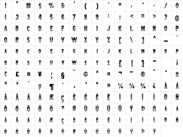 Bunting 2Condensed Normal font glyphpreview