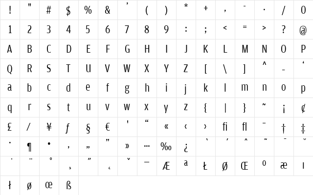 AmplitudeCond-Book Regular font glyphpreview