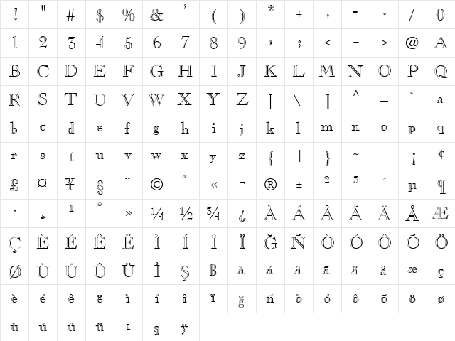 TR CasperOpenFace Plain font glyphpreview