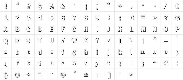 FagotCondShadowC Regular font glyphpreview