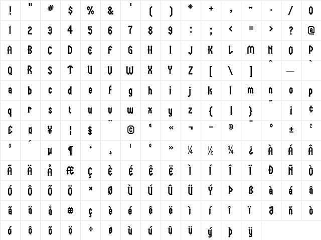 Trident Regular font glyphpreview